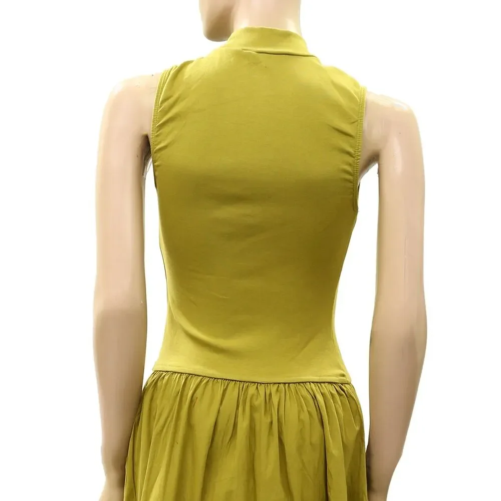 Free People Free Est Pepita Midi Dress Sleeveless Pleated Solid Cotton XS 289688 - Picture 5 of 5
